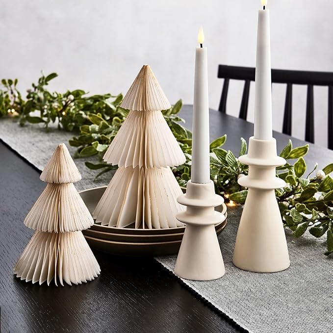 LampLust White Honeycomb Paper Trees, 2 Pack, 6 & 8 Inch, Winter Ornaments - Image 9