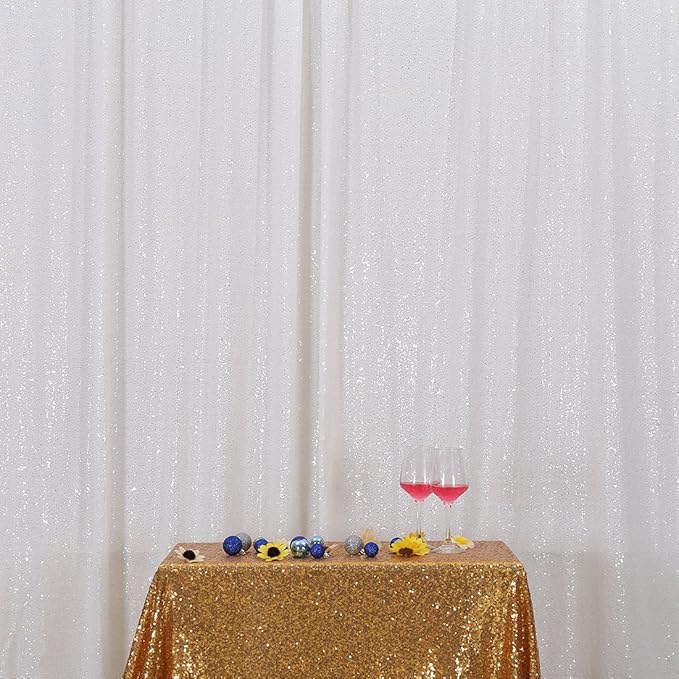 Poise3EHome White Sequin Backdrop, 6FT x 8FT Sequin Photography Backdrop Curtain by Poise3EHome