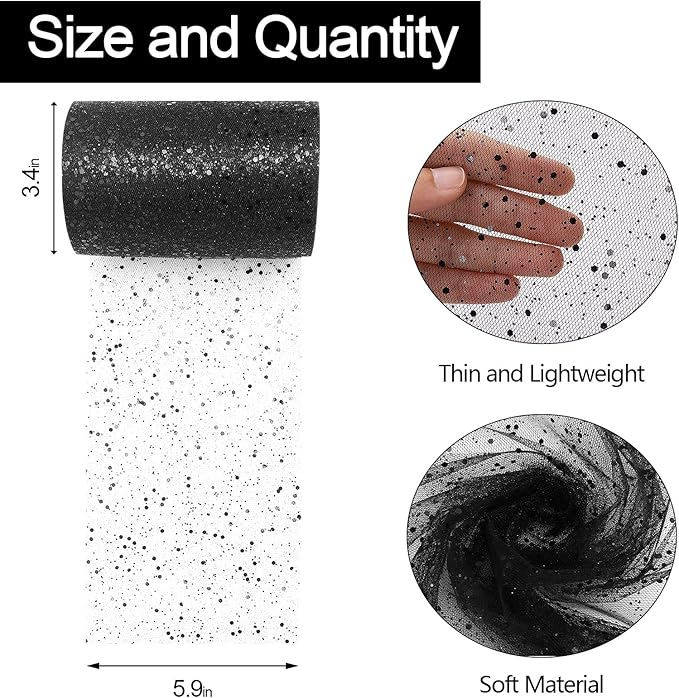 Glitter Tulle Rolls, 6” by 50 Yards Sparkling Tulle Spool Ribbon Sequin Tulle - Image 2