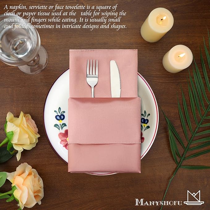 Manyshofu 60 Pieces Rose Gold Satin Napkins - Image 5