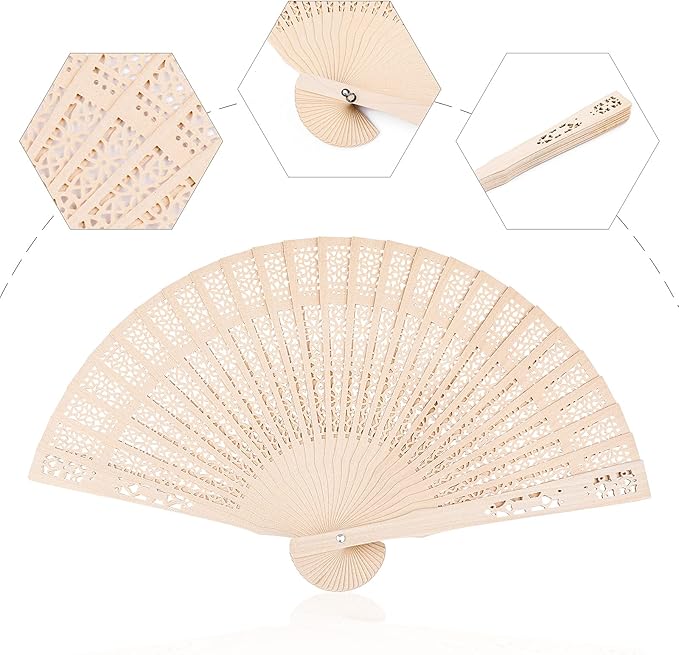 Durony 24 Piece Sandalwood Fans - Image 3