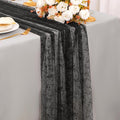 Snowkingdom Black Table Runner, 10FT Sheer Tulle Cheesecloth Gauze Metallic by Snowkingdom