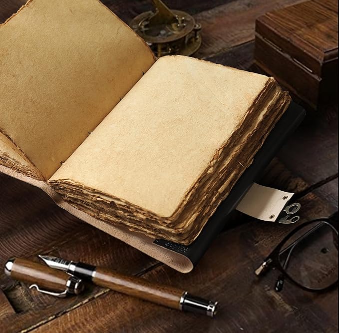 cuero 3 Moon Blue Lapiz Embossed Vintage Leather Journal - Image 5