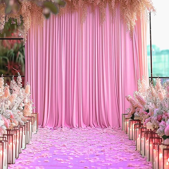2 Panels Pink Backdrop Curtain, 10 x 7 Feet Background Curtains - Image 4