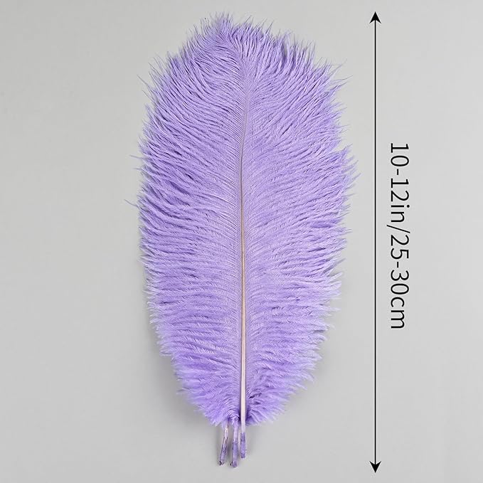 THARAHT Lavender Ostrich Feathers 24pcs Natural Bulk 10-12Inch 25cm-30cm - Image 2