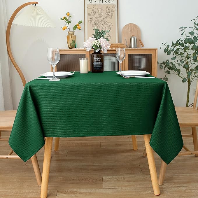 Biscaynebay Textured Fabric Christmas Square Table Cloth 60x60 Inch, Hunter - Image 6
