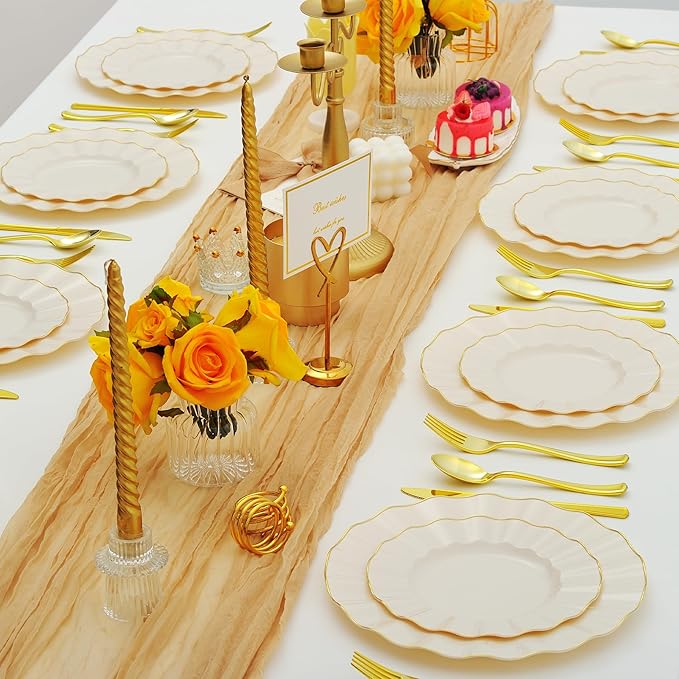 60Pcs Heavy Weight Ivory Plastic Plates - Image 6