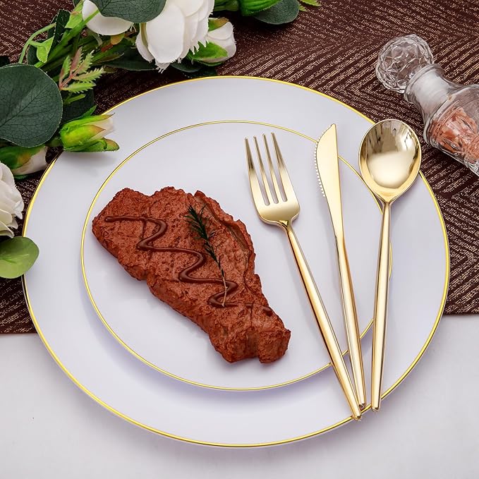 Rubtlamp 90Pcs Gold Plastic Silverware, Plastic Cutlery Include 30 Plastic - Image 4