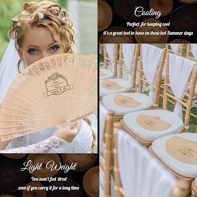 50 PCS Custom Fans Personalized Folding Fans - Image 5