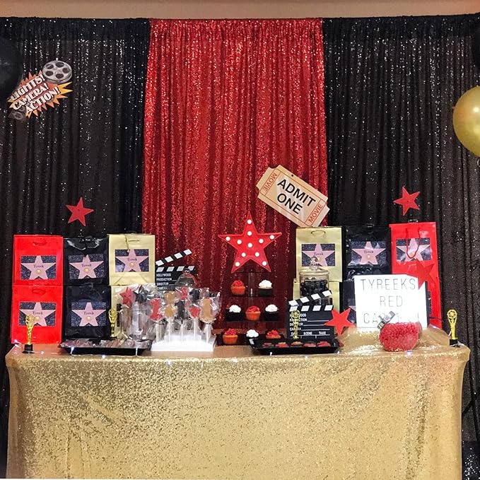 JYFLZQ Burgundy Sequin Backdrop Curtains 10ft x 10ft 1 Panel Glitter Photo - Image 5