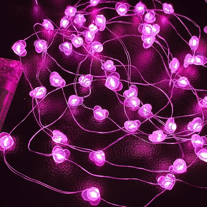 10FT Pink Heart Fairy Lights Battery Operated - Image 5