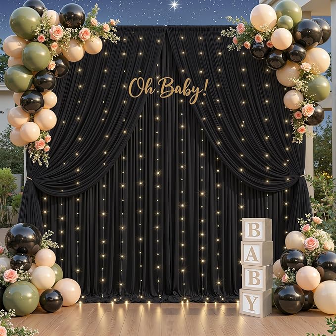 Black Tulle Backdrop Curtain for Parties Wedding, 5ft x 10ft Wrinkle Free - Image 3