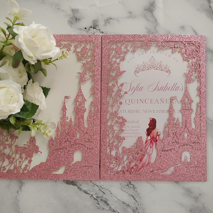 20PCS Castle Pocket Invitations, Quinceanera Invitations - Image 3