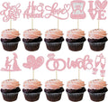 Ephlyn 30Pcs He Asked She Said Yes Cupcake Toppers Glitter Engagement Cupcake by Ephlyn