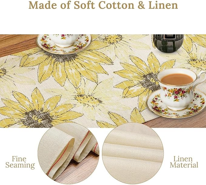 Chrysanthemum Vintage Floral Table Runner, Elegant Grunge Gray Sunflower Spring - Image 7