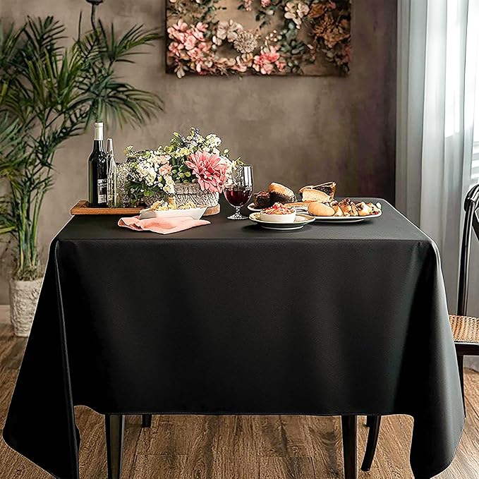 Square Tablecloth 52 x 52 Inch Black 10 Pack Tablecloths Stain-Wrinkle - Image 3