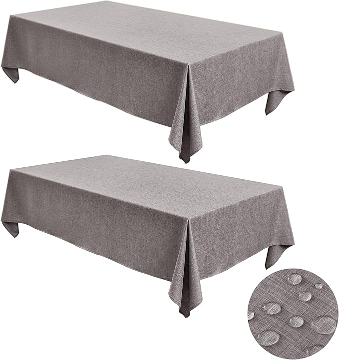 Fitable Square Table Cloth Linen Textured: Water & Stain Resistant Farmhouse by Fitable