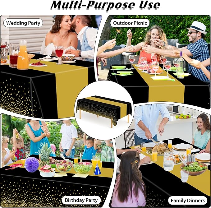 QZYL 12Pack Plastic Table Cloth Disposable, Outdoor Tablecloth - Image 4