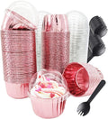 Cupcake Liners with Dome Lids 100Pack, Free-Air 3.5Oz Mini Foil Baking Cups by Free-Air