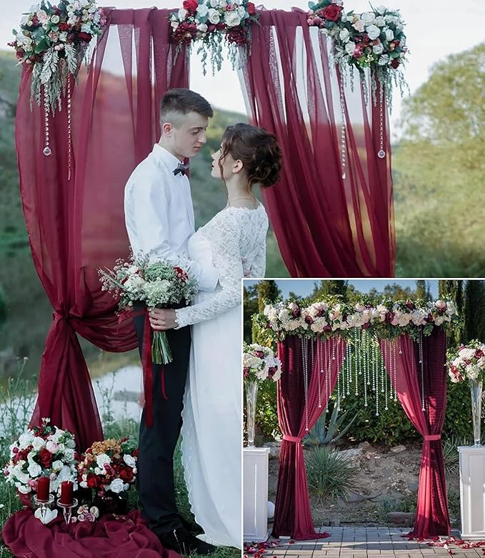 4 Panels Wedding Arch Draping Fabric 28" x 20Ft Chiffon Wedding Arch Drapes - Image 9
