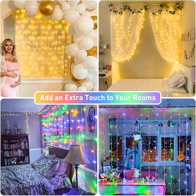 JMEXSUSS 300LED Dual Color Changing Curtain Lights - Image 5