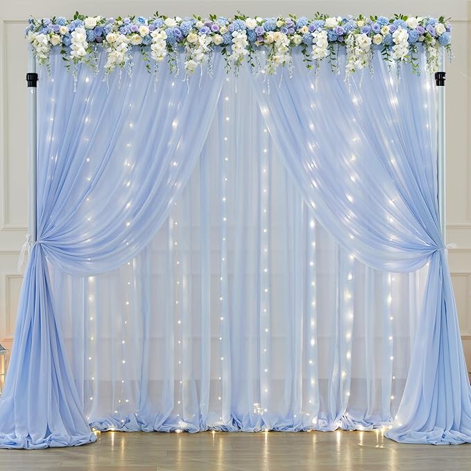 10ft x 7ft Baby Blue Chiffon Backdrop Curtain - Image 3