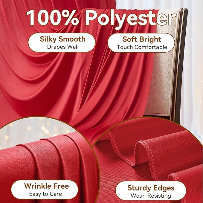 20×14ft Wrinkle Free Red Backdrop Curtain - Image 2