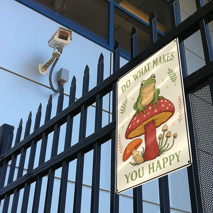 Funny Frog on Mushroom Metal Sign - Image 4