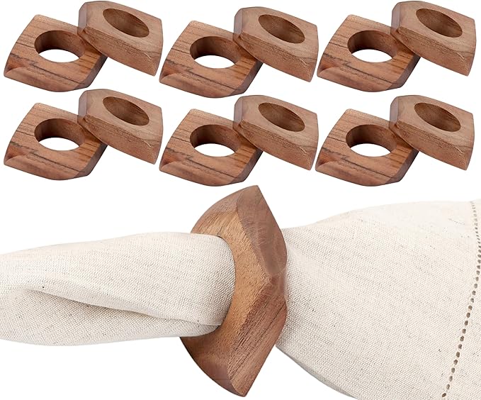Wooden Napkin Rings Set of 12 Fall Decor by CLEENTABLE