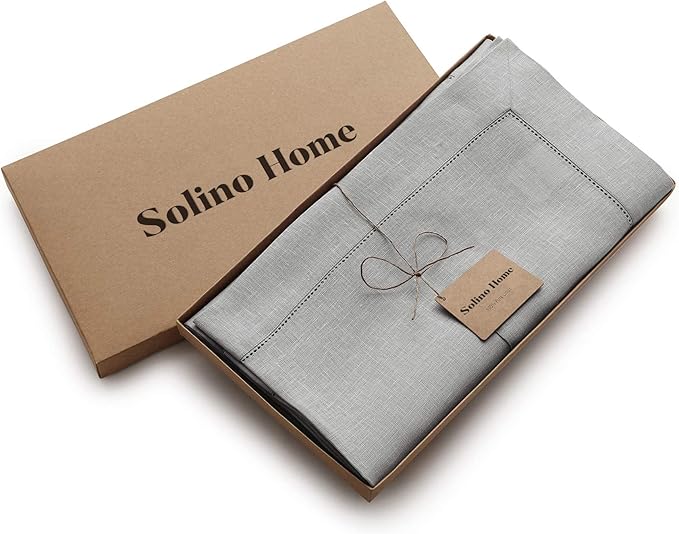 Solino Home Linen Soft Grey Tablecloth 60 x 132 Inch - Image 5
