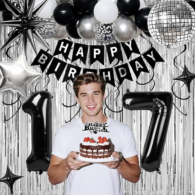 17th Birthday Decorations for Boys Girls, Fringe Curtains Kit - Image 3