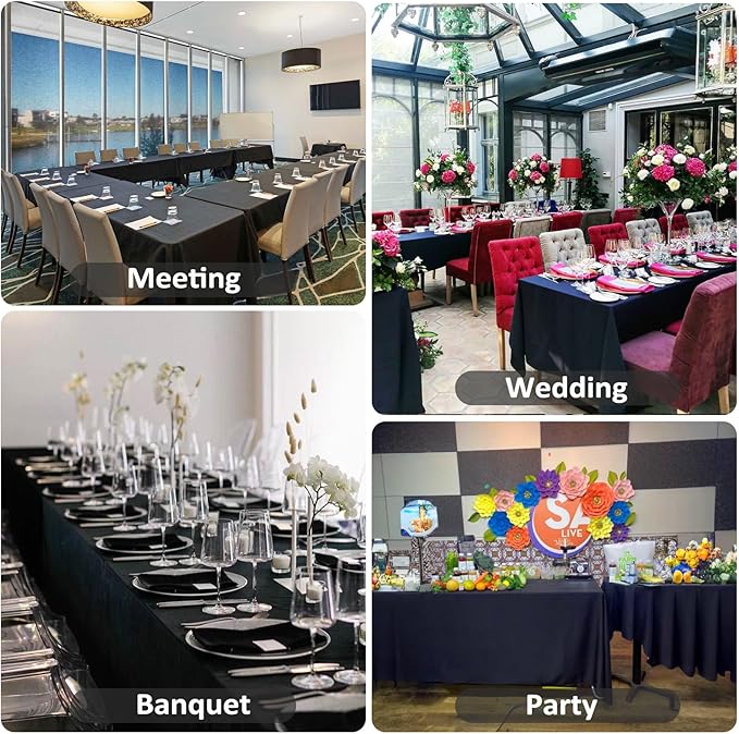 8 Pack Black Tablecloths 60 x 102 Inch Rectangular Table Cloths - Image 6