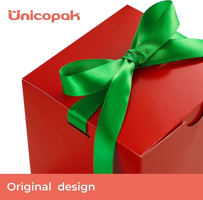 UnicoPak 50 Pack 4x4x4 Christmas Red Gift Boxes - Image 6