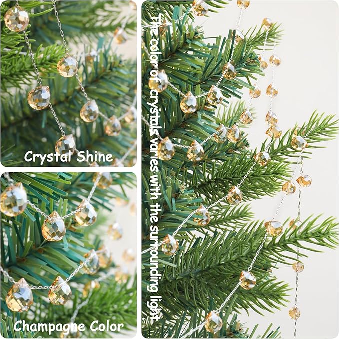 Christmas Garland, 9.8Ft Crystal Glass Beads Strands - Image 3