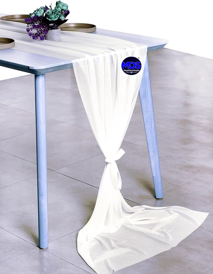 MDS 2 Pack 10ft Chiffon Table Runner 29 x 120 Inches Sheer Wedding Runner - Image 5