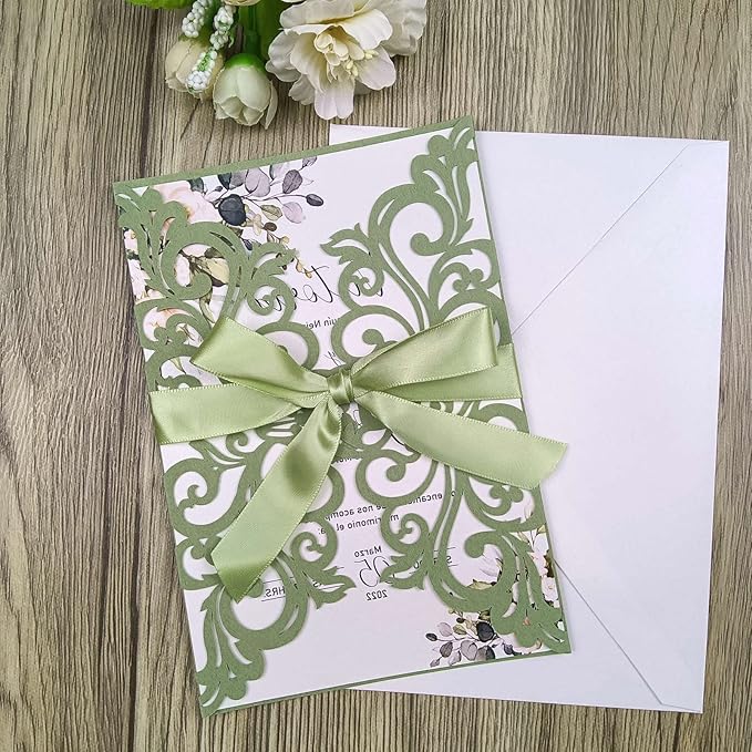 25PCS Laser Cut Wedding Invitations Cards by Unknown
