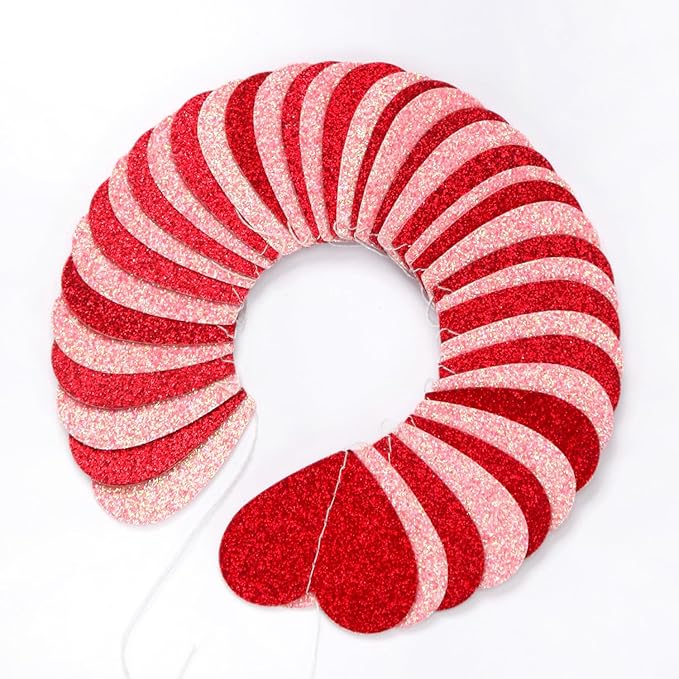 Red Pink Party-Decorations Heart Garland - 52ft Streamers Paper Banner - Image 6