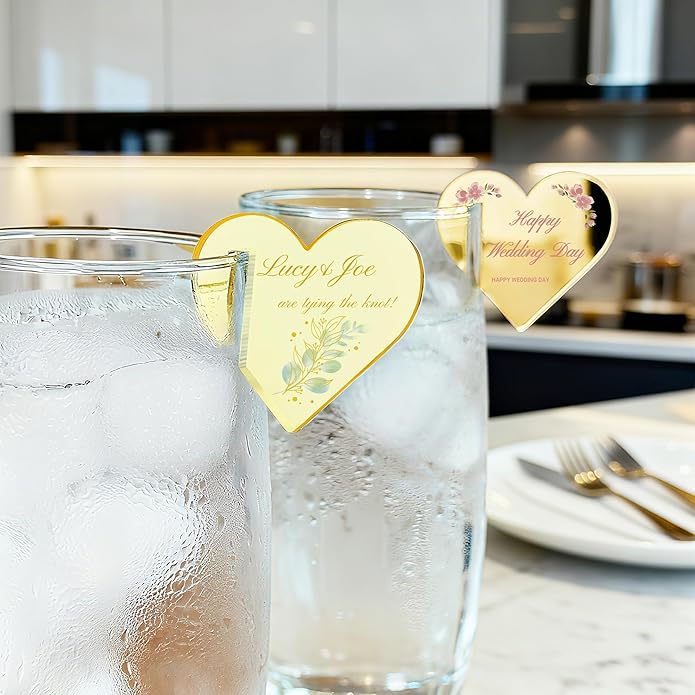 100 Pcs Wine Glass Name Tags, Personalized Wedding Drink Tags Reusable Circle - Image 5