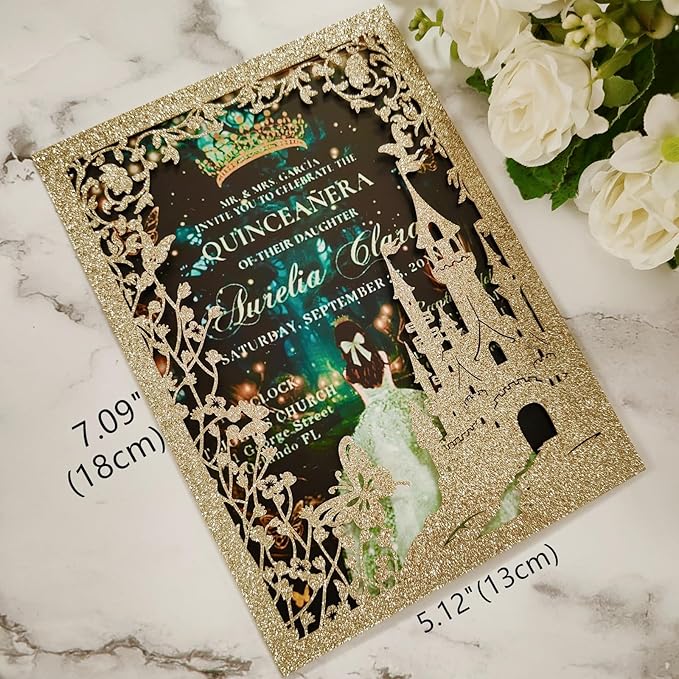 20PCS Castle Pocket Invitations, Quinceanera Invitations - Image 2