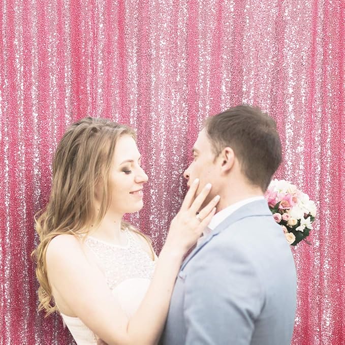 Poise3EHome Fuchsia Pink Sequin Backdrop, 6Ft x 8Ft Glitter Photography - Image 7