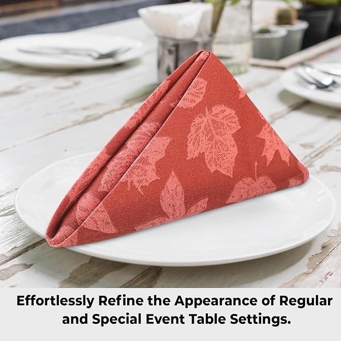 Urban Villa Fall Leaves Print Set of 12 Dinner Napkins 100% Cotton Premium - Image 6