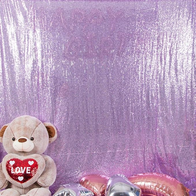 JYFLZQ Lavender Sequin Backdrop Curtains 7ft x 7ft 1 Panel Glitter Photo Booth - Image 2