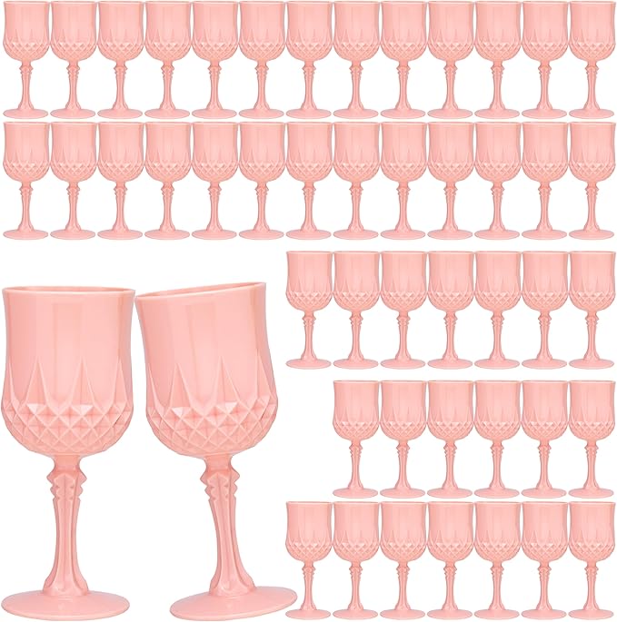 Plastic Vintage Wine Glasses 7OZ Plastic Goblets Vintage Drinking Glasses 48PCS by JLYLOL