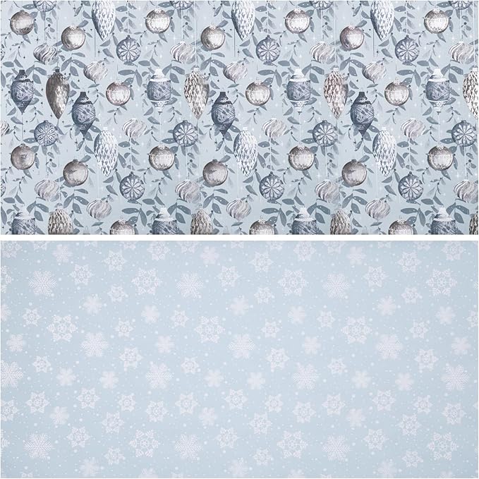 LeZakaa Christmas Silver Wrapping Paper Mini Roll, Reversible Design - Image 7