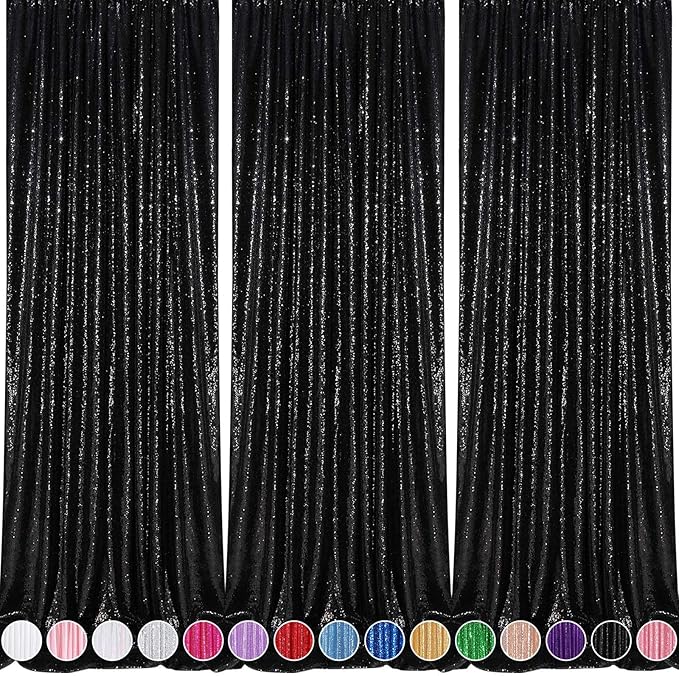 Black Backdrop for Graduation Decorations: 2ftx8ft Black Sequin Halloween by QueenDream