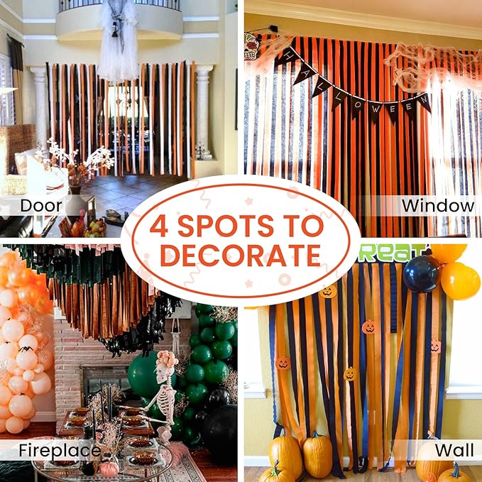 PartyWoo Orange Crepe Paper Streamers 4pcs 328ft Pack of Orange Crepe Paper - Image 5