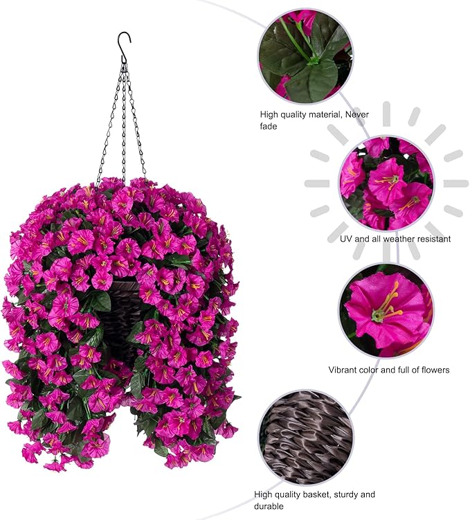 Artificial Fake Hanging Flowers Plants Baskets - Image 3