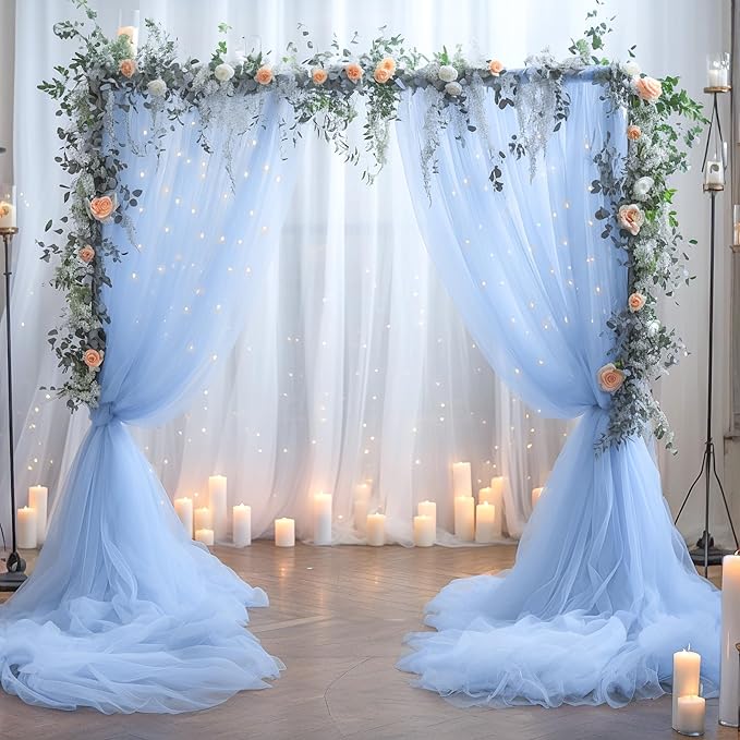 Blue Tulle Backdrop Curtains - Image 3