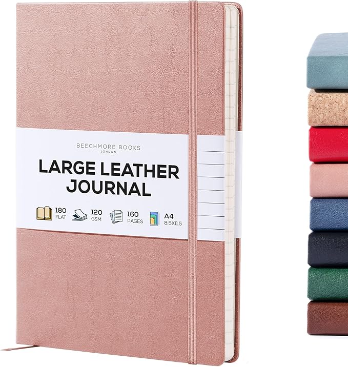 BEECHMORE BOOKS Lined Journal Notebook, 8.5 x 11.5 inch, A4 160 Lined Pages by BeechmoreBooks