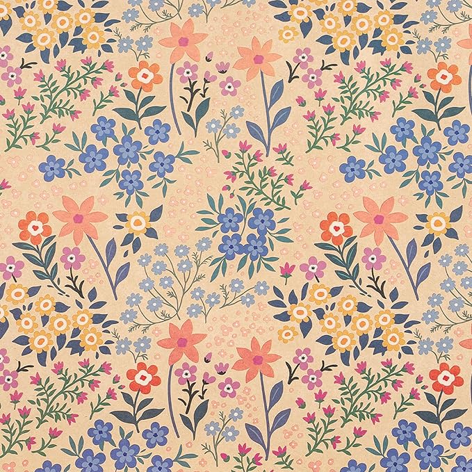RUSPEPA Kraft Floral Wrapping Paper Roll - Image 8